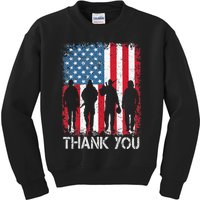 Patriotic American Flag Thank You Kids Sweatshirt