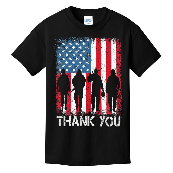 Patriotic American Flag Thank You Kids T-Shirt