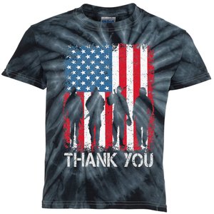 Patriotic American Flag Thank You Kids Tie-Dye T-Shirt