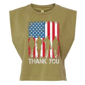 Patriotic American Flag Thank You Garment-Dyed Women's Muscle Tee