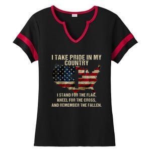 Patriotic American Flag Ladies Halftime Notch Neck Tee