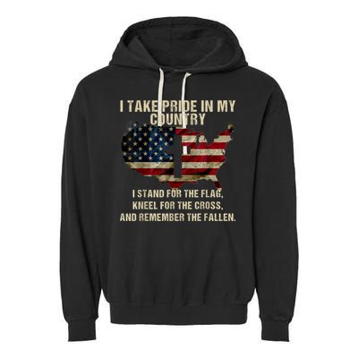 Patriotic American Flag Garment-Dyed Fleece Hoodie