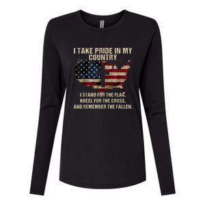 Patriotic American Flag Womens Cotton Relaxed Long Sleeve T-Shirt