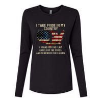 Patriotic American Flag Womens Cotton Relaxed Long Sleeve T-Shirt