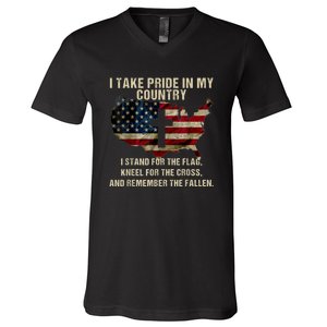 Patriotic American Flag V-Neck T-Shirt