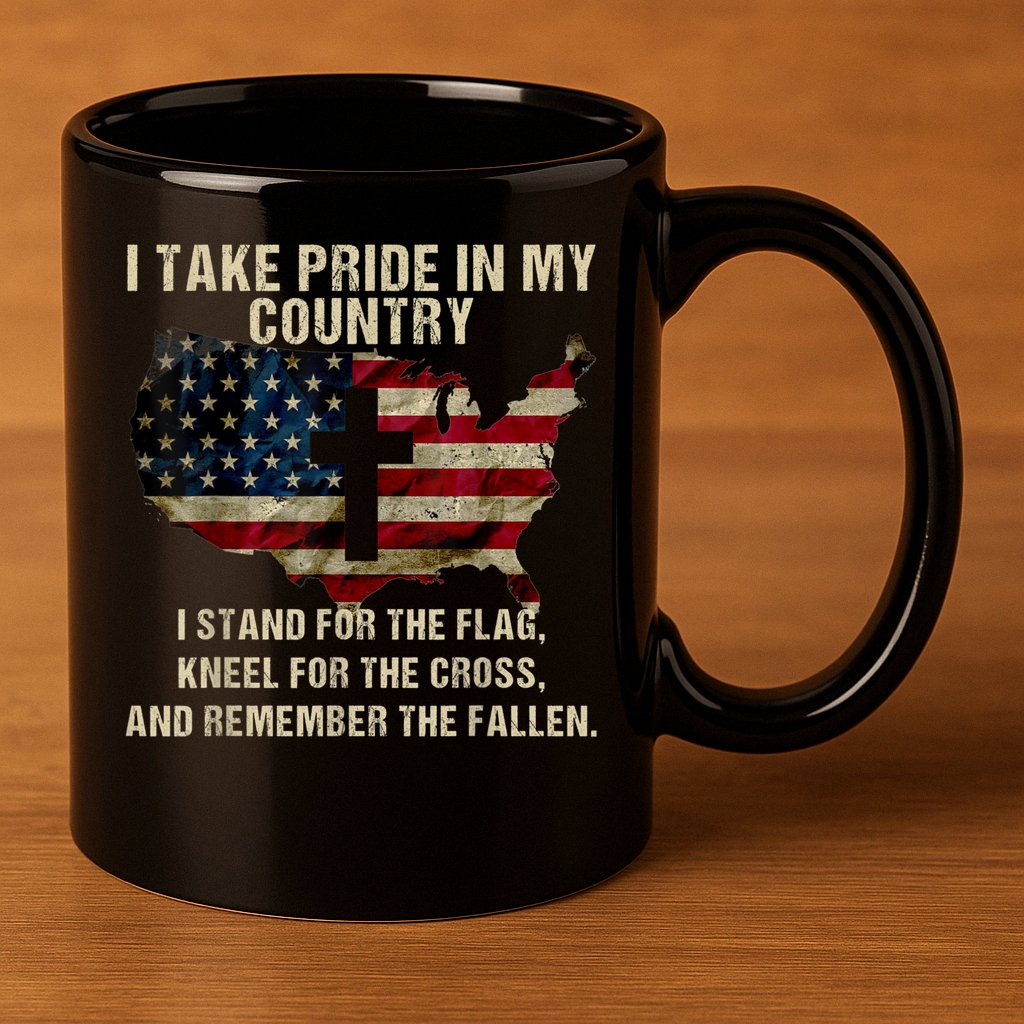 Patriotic American Flag 11oz C Handle Ceramic Mug