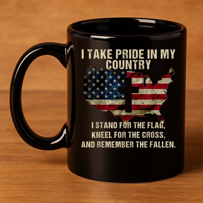 Patriotic American Flag 11oz C Handle Ceramic Mug