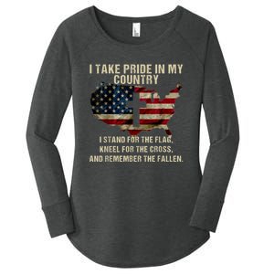 Patriotic American Flag Women's Perfect Tri Tunic Long Sleeve Shirt