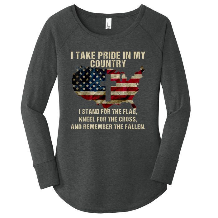 Patriotic American Flag Women's Perfect Tri Tunic Long Sleeve Shirt