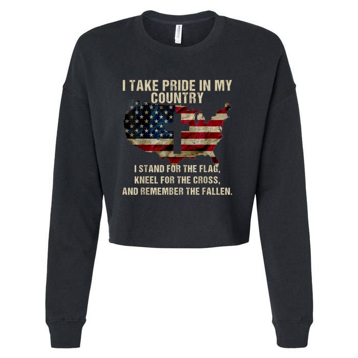 Patriotic American Flag Cropped Pullover Crew