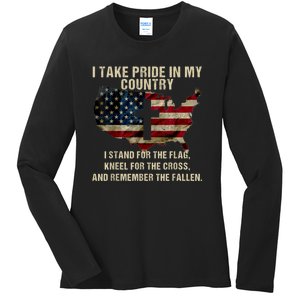 Patriotic American Flag Ladies Long Sleeve Shirt