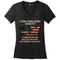 Patriotic American Flag Women's V-Neck T-Shirt