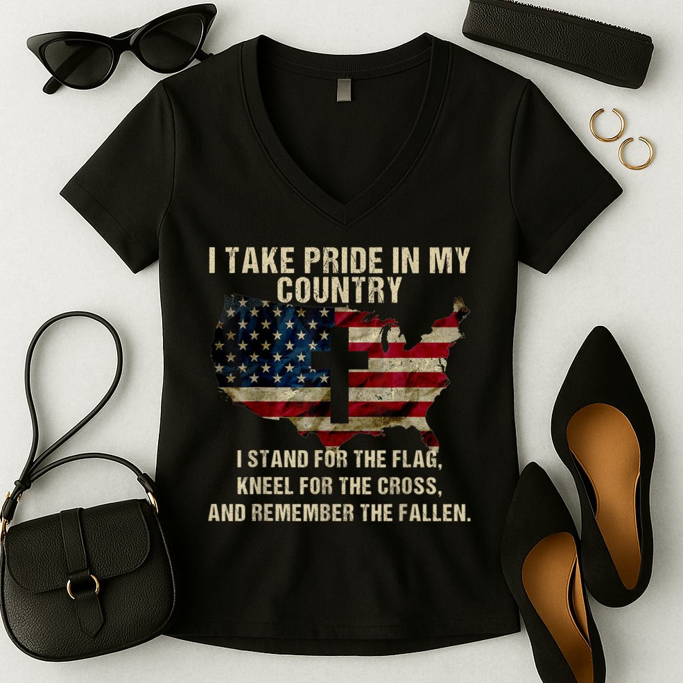 Patriotic American Flag Women's V-Neck T-Shirt