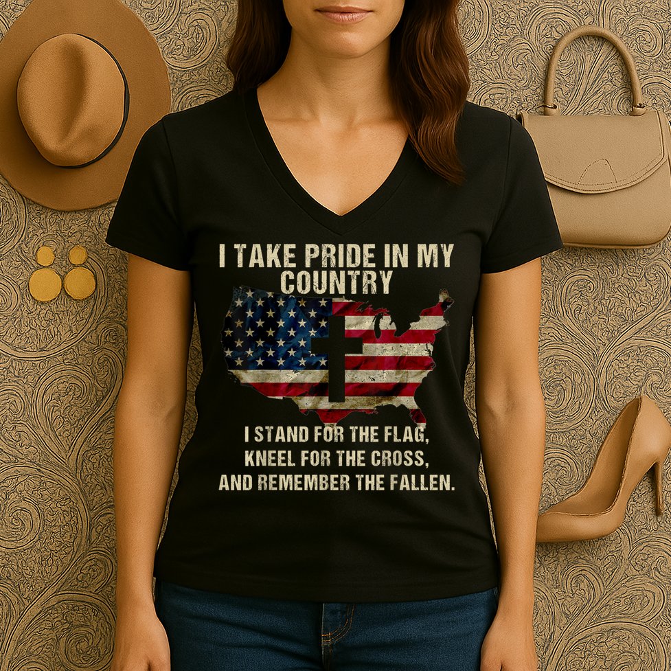 Patriotic American Flag Women's V-Neck T-Shirt