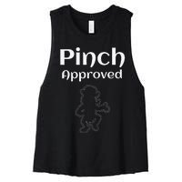 Pinch Approved Funny Saint Patrick's Day Leprechaun Women's Racerback Cropped Tank