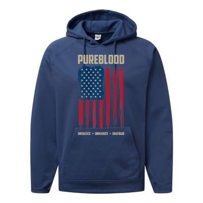 Pureblood American Flag Pure Blooded Patriot Performance Fleece Hoodie