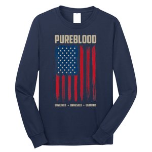 Pureblood American Flag Pure Blooded Patriot Long Sleeve Shirt