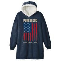 Pureblood American Flag Pure Blooded Patriot Hooded Wearable Blanket