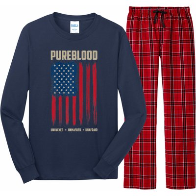 Pureblood American Flag Pure Blooded Patriot Long Sleeve Pajama Set