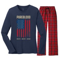 Pureblood American Flag Pure Blooded Patriot Women's Long Sleeve Flannel Pajama Set 