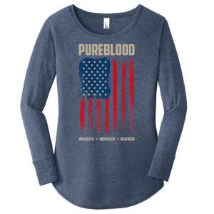 Pureblood American Flag Pure Blooded Patriot Women's Perfect Tri Tunic Long Sleeve Shirt