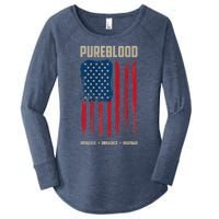 Pureblood American Flag Pure Blooded Patriot Women's Perfect Tri Tunic Long Sleeve Shirt