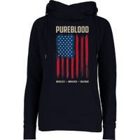 Pureblood American Flag Pure Blooded Patriot Womens Funnel Neck Pullover Hood