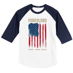 Pureblood American Flag Pure Blooded Patriot Baseball Sleeve Shirt