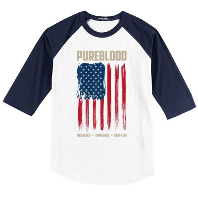 Pureblood American Flag Pure Blooded Patriot Baseball Sleeve Shirt