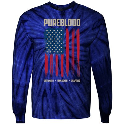 Pureblood American Flag Pure Blooded Patriot Tie-Dye Long Sleeve Shirt