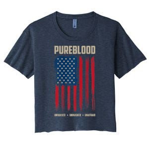 Pureblood American Flag Pure Blooded Patriot Women's Crop Top Tee