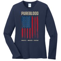 Pureblood American Flag Pure Blooded Patriot Ladies Long Sleeve Shirt