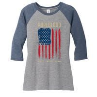 Pureblood American Flag Pure Blooded Patriot Women's Tri-Blend 3/4-Sleeve Raglan Shirt