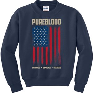 Pureblood American Flag Pure Blooded Patriot Kids Sweatshirt