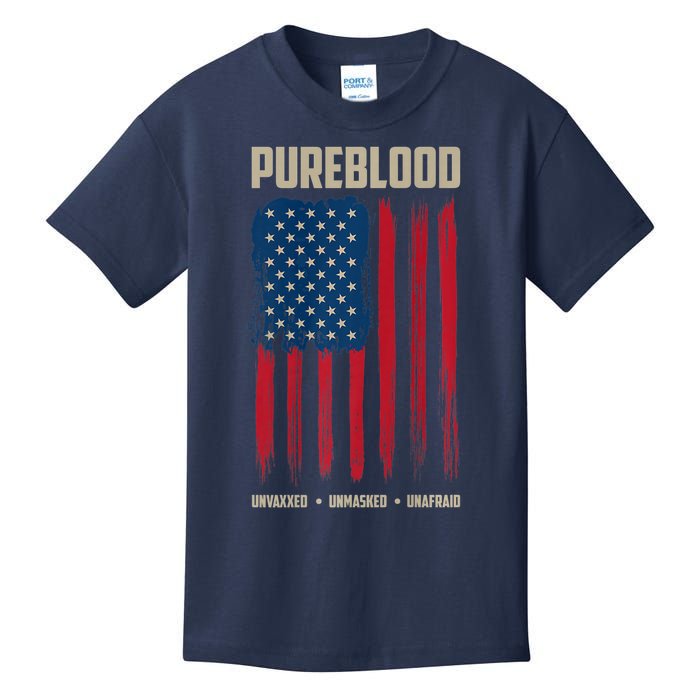 Pureblood American Flag Pure Blooded Patriot Kids T-Shirt