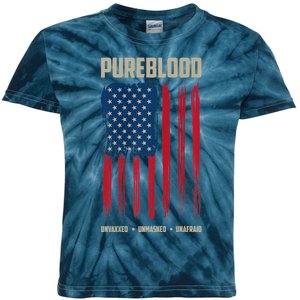 Pureblood American Flag Pure Blooded Patriot Kids Tie-Dye T-Shirt