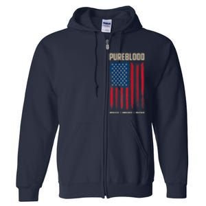 Pureblood American Flag Pure Blooded Patriot Full Zip Hoodie