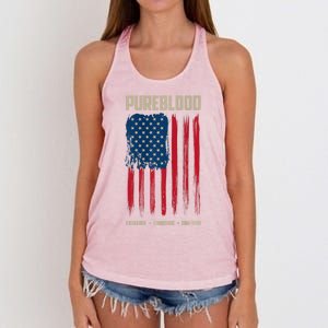 Pureblood American Flag Pure Blooded Patriot Women's Knotted Racerback Tank