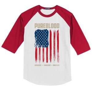 Pureblood American Flag Pure Blooded Patriot Kids Colorblock Raglan Jersey