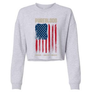 Pureblood American Flag Pure Blooded Patriot Cropped Pullover Crew