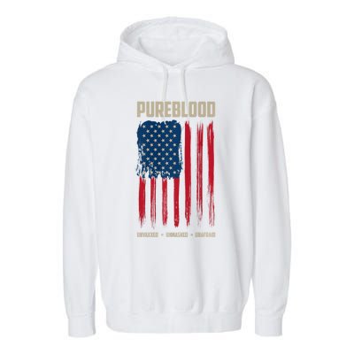 Pureblood American Flag Pure Blooded Patriot Garment-Dyed Fleece Hoodie