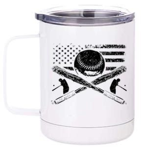 Patriotic American Flag Baseball Design Baseball Design Meaningful Gift 12 oz Stainless Steel Tumbler Cup