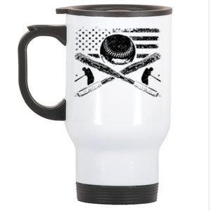 Patriotic American Flag Baseball Design Baseball Design Meaningful Gift Stainless Steel Travel Mug