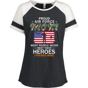 Proud Air Force Mom I Raised My Heroes Camouflage Army Gift Enza Ladies Jersey Colorblock Tee