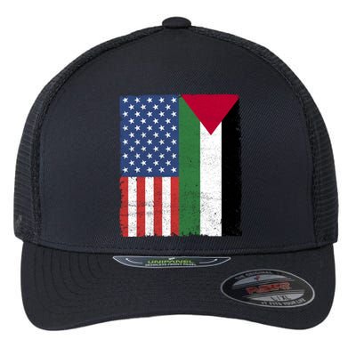 Palestinian American Flag Free Palestine Free Gaza Palestine Cool Gift Flexfit Unipanel Trucker Cap