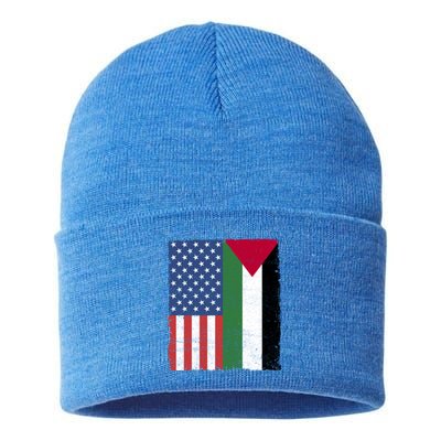 Palestinian American Flag Free Palestine Free Gaza Palestine Cool Gift Sustainable Knit Beanie