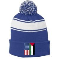 Palestinian American Flag Free Palestine Free Gaza Palestine Cool Gift Stripe Pom Pom Beanie