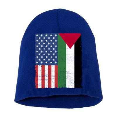 Palestinian American Flag Free Palestine Free Gaza Palestine Cool Gift Short Acrylic Beanie