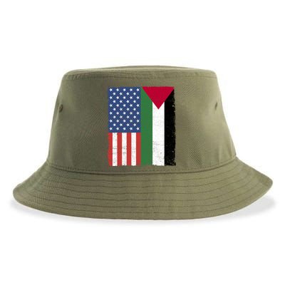 Palestinian American Flag Free Palestine Free Gaza Palestine Cool Gift Sustainable Bucket Hat