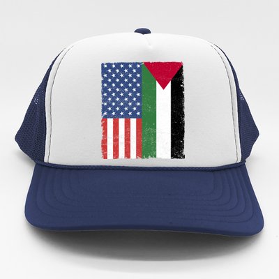 Palestinian American Flag Free Palestine Free Gaza Palestine Cool Gift Trucker Hat